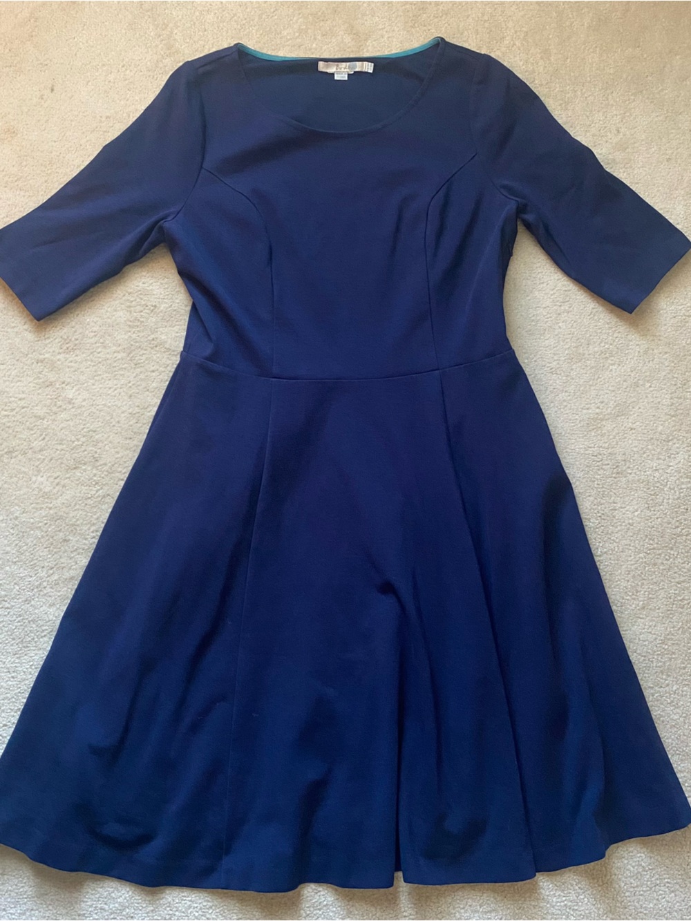 Boden Dress 10R Ponte Knit Alice Fit & Flare Office Career Navy Blue Side Zip